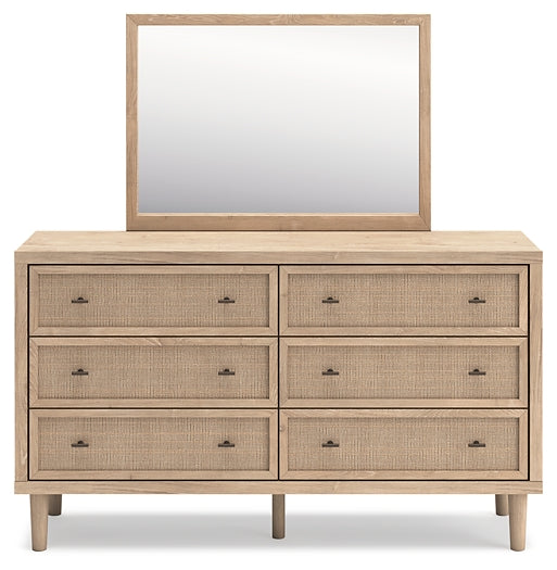 Cielden King Panel Headboard with Mirrored Dresser