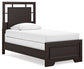 Covetown Twin Panel Bed with Mirrored Dresser, Chest and Nightstand