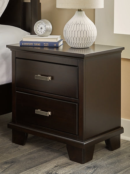 Covetown Twin Panel Bed with Mirrored Dresser and 2 Nightstands