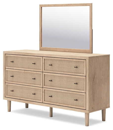 Cielden King Panel Bed with Mirrored Dresser, Chest and Nightstand