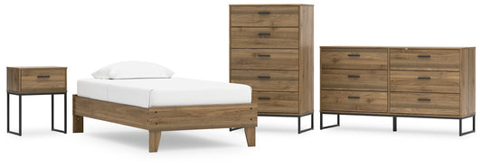 Deanlow Twin Platform Bed with Dresser, Chest and Nightstand