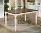 Whitesburg Dining Table and 4 Chairs and Bench with Storage