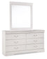 Anarasia Twin Sleigh Headboard with Mirrored Dresser and Chest