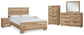 Hyanna King Panel Bed with Mirrored Dresser, Chest and 2 Nightstands