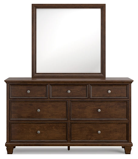 Danabrin California King Panel Bed with Mirrored Dresser and 2 Nightstands